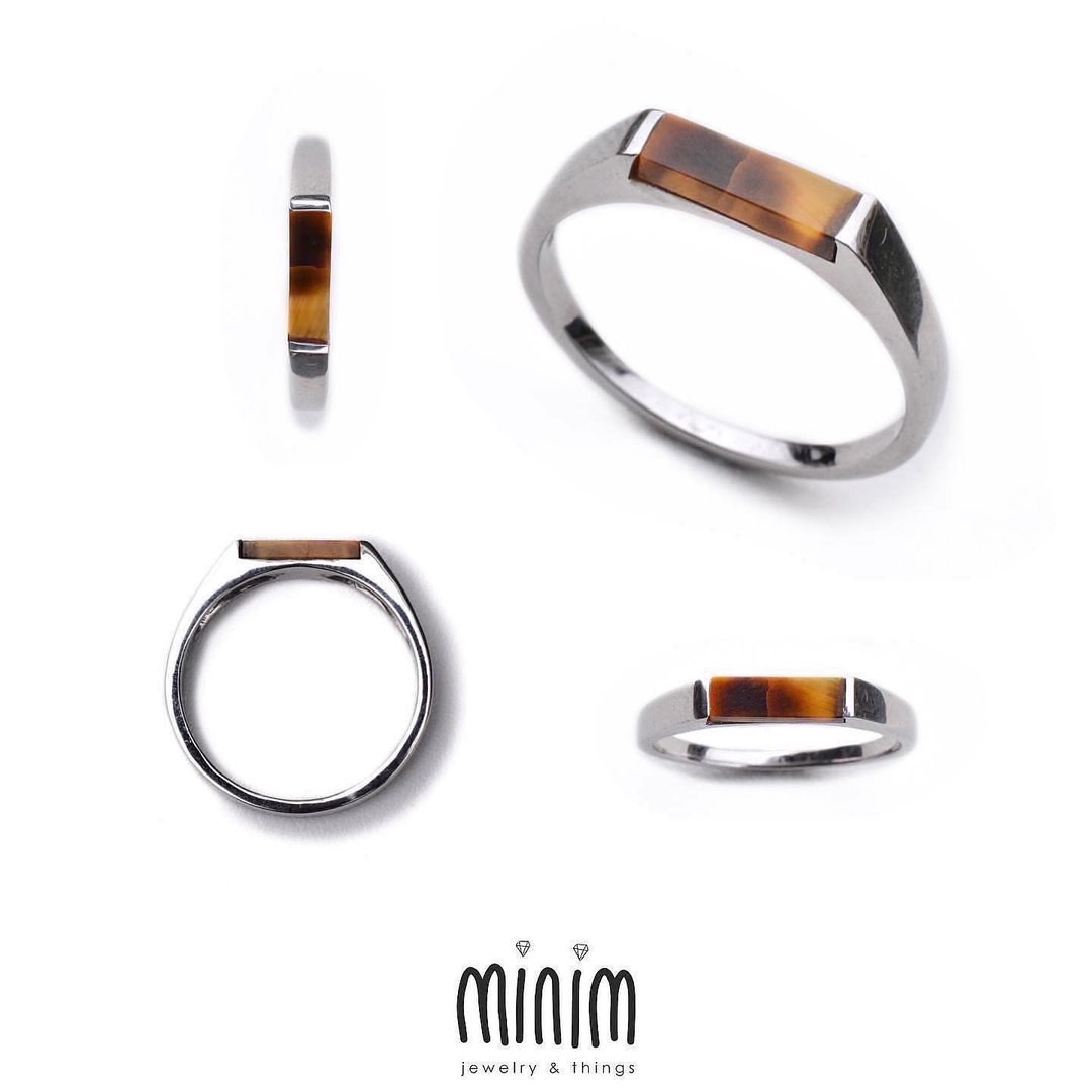 Tiger eye Garnet Ring Tiger eye Garnet simply ring R479 #minimsimply - 戒指 - 纯银 