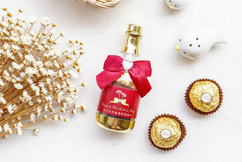 母亲节礼物赠品 母亲节快乐香槟糖果瓶(金莎2颗入) 节日庆祝 工商 - 巧克力 - 新鲜食材 红色