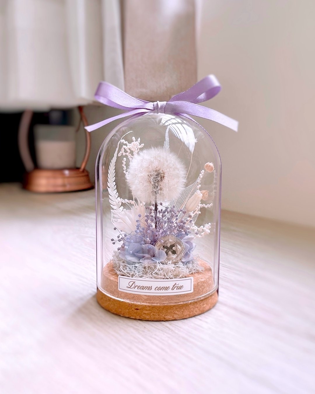 蒲公英玻璃盅 - 紫恋之约 l 永生蒲公英 不凋花玻璃盅 毕业礼物 - 干燥花/捧花 - 植物．花 紫色