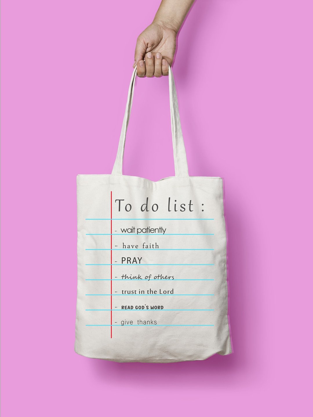 To Do List 基督徒布袋 - 手提包/手提袋 - 棉 白色