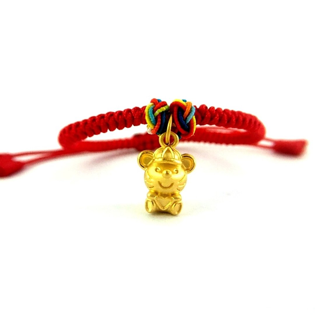 Eli Jewelry 纯金招财黄金钱鼠老鼠造型红线黄金手链附金饰保证卡 - 手链/手环 - 贵金属 金色