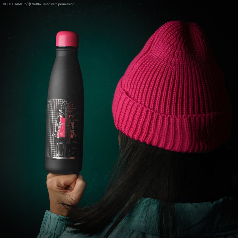 鱿鱼游戏保温水瓶 - 英熙蓝图 (黑) - 水瓶/水壶 - 其他金属 黑色