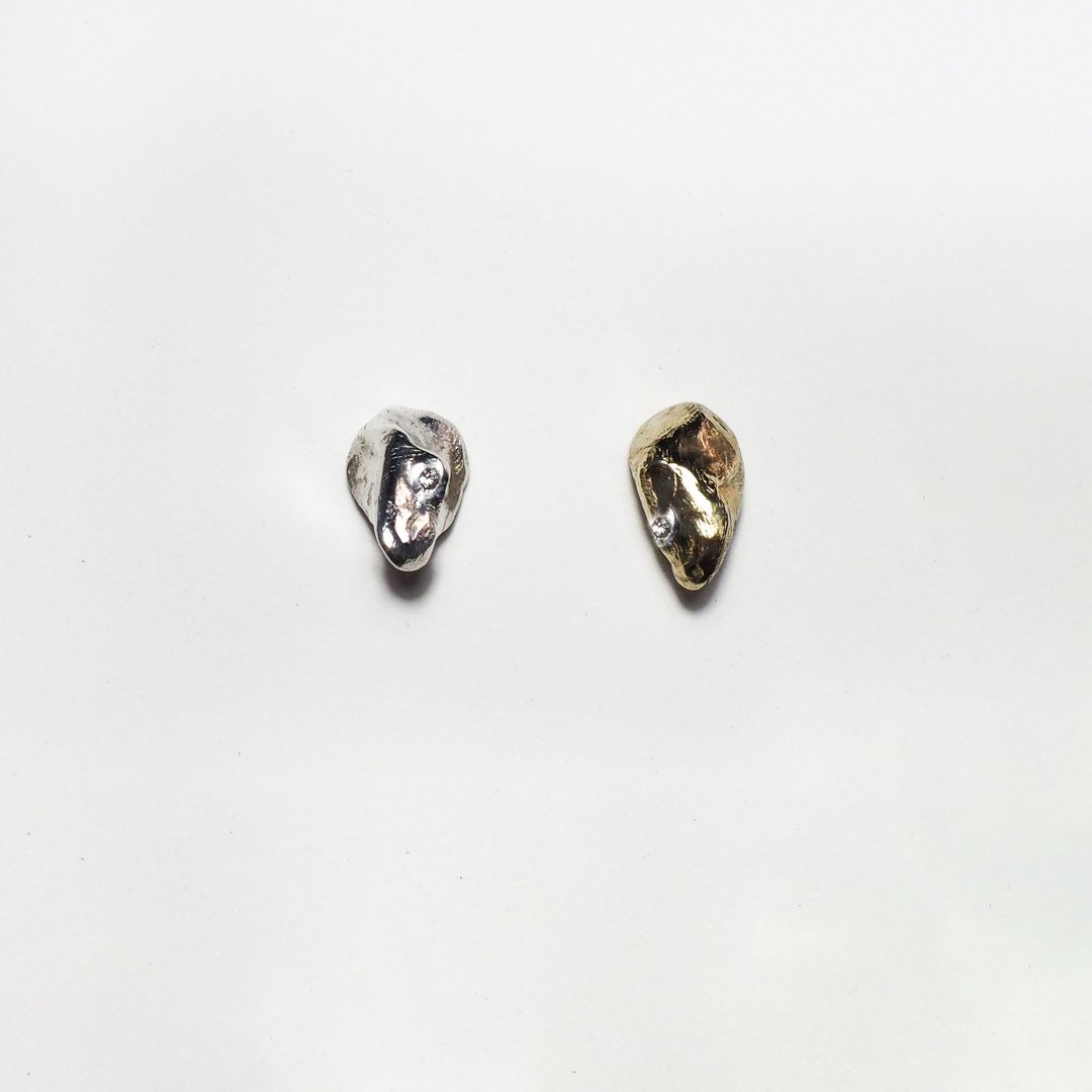 石- 对话 耳环 Stone - Dialogue Earrings - 耳环/耳夹 - 银 银色