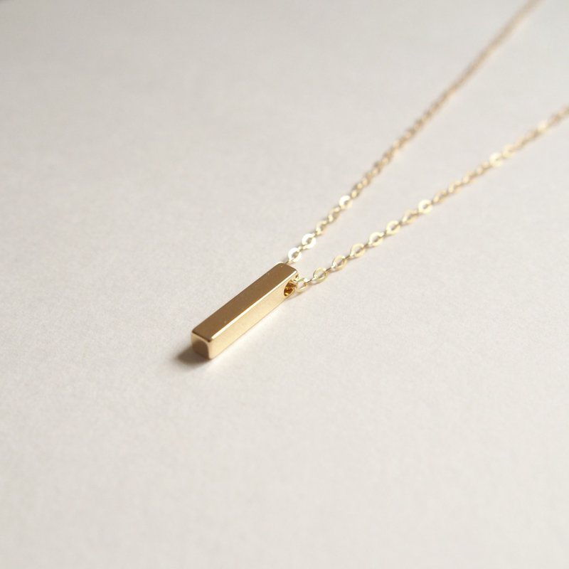 极简・进口镀金方型棒・镀金项链 (40cm / 16寸) 礼物 - 项链 - 其他金属 金色