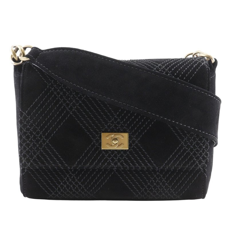 【日本直送】香奈儿 CHANEL 经典菱格纹肩背包 A19343Y02640 麂皮 黑色 女性【二手】 - 侧背包/斜挎包 - 真皮 黑色
