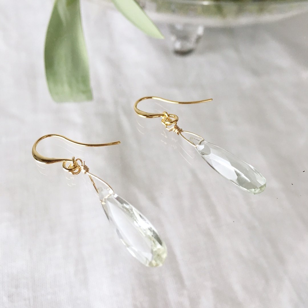 【February's birthstone】 Green Amethyst · Elegant Earrings / Earrings - 耳环/耳夹 - 宝石 绿色