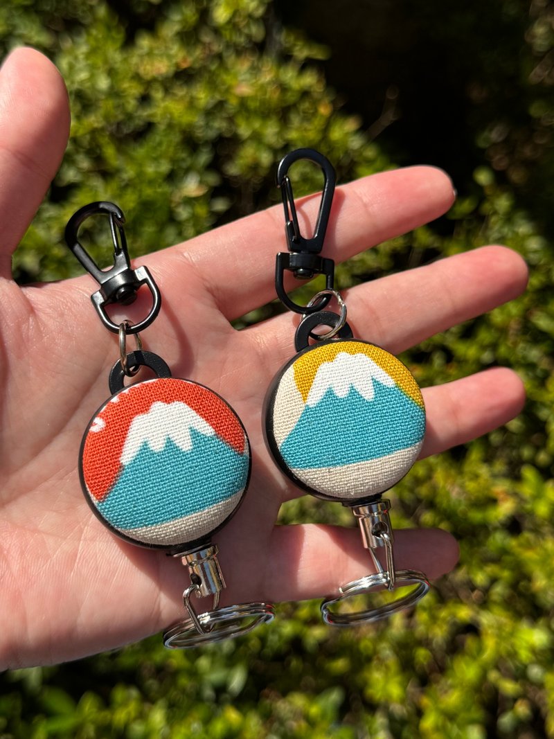 钢绳 伸缩拉拉扣/ 护士扣/ 证件扣 插画风富士山 - 钥匙链/钥匙包 - 不锈钢 多色