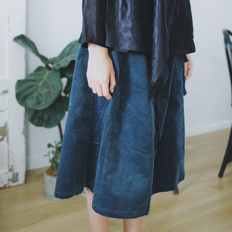 灯芯绒半裙蓝绿色 fete副牌syd and ling - 裙子 - 棉．麻 