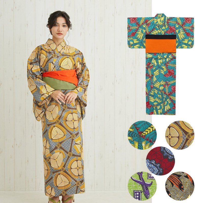 【预订】彩色印花图案浴衣套装 - 其他 - 棉．麻 蓝色