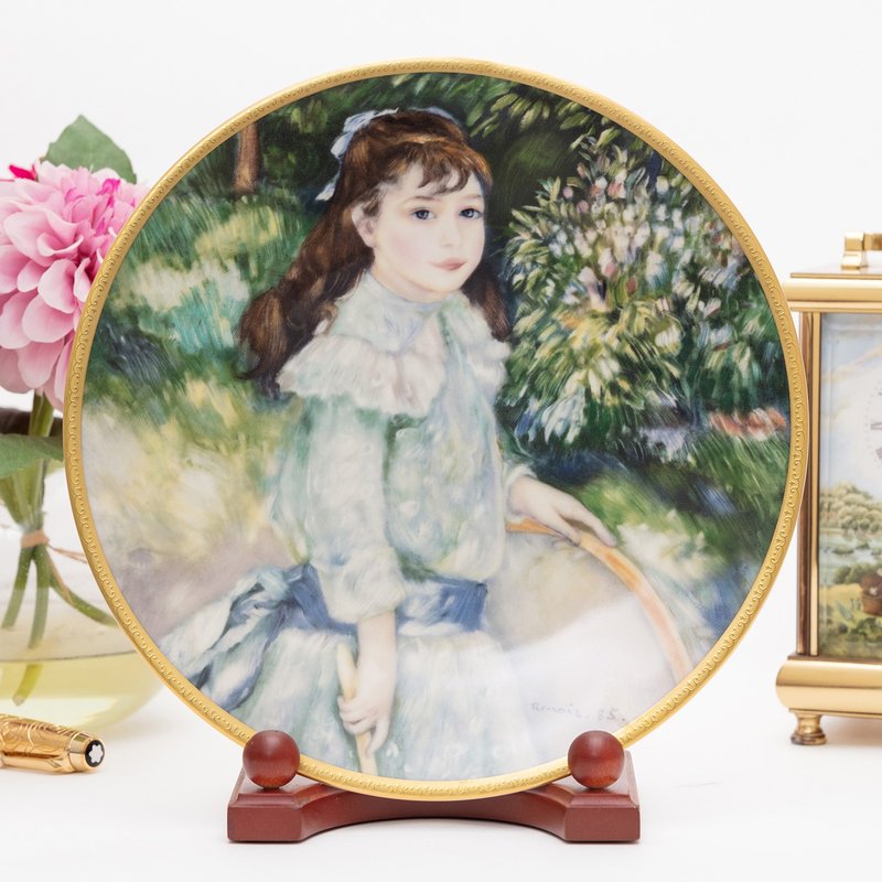 皮卡德Pickard 雷诺瓦艺术大师限量陶瓷盘挂盘 持圈游戏的少女 - 墙贴/壁贴 - 瓷 
