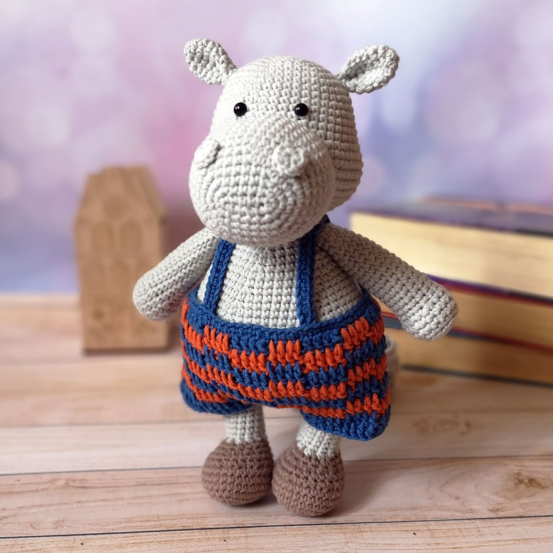 Hippo crochet pattern, DIY amigurumi hippopotamus, PDF digital download - 手工艺教程/工具书 - 其他材质 