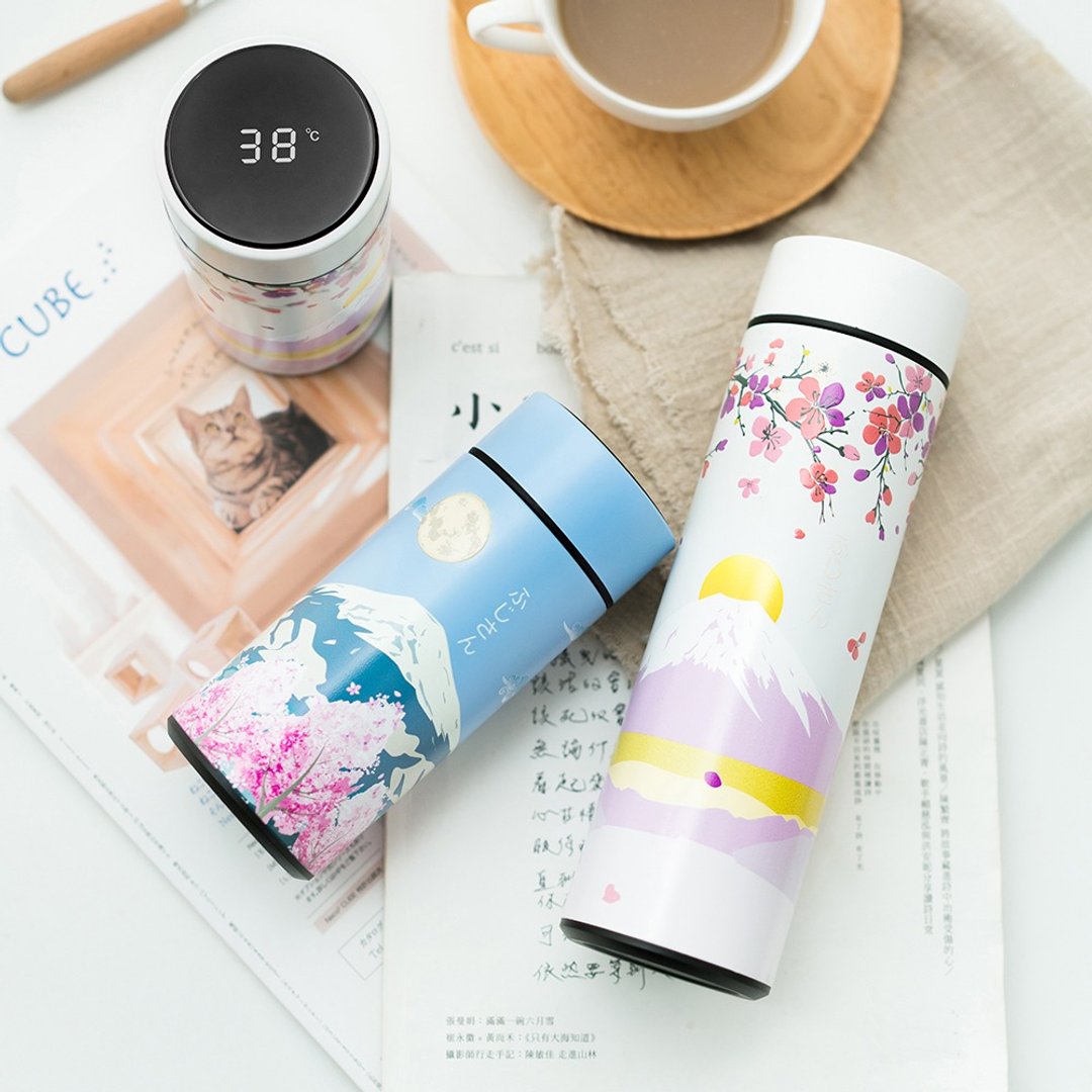 【原创设计】智能温度保温茶杯 (樱花/富士山)-260ml/460ml 新年礼 - 其他杯子 - 不锈钢 多色