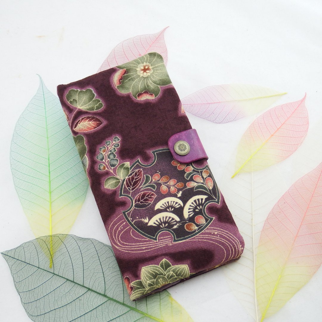 古布雅致布长夹 (紫) 可以收纳手机、卡片、零钱、钞票等 - 皮夹/钱包 - 棉 紫色
