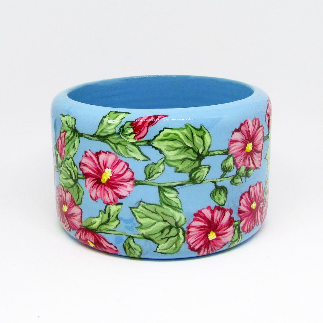 Hand Painted Wooden Bangle Bracelet With Mallows - 手链/手环 - 木头 