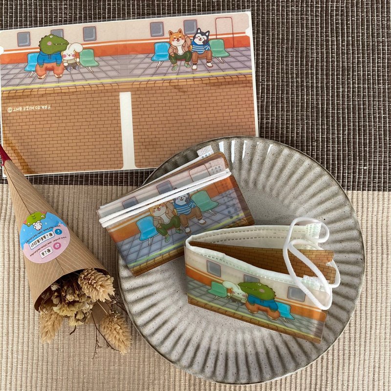 插画口罩收纳夹 (3入装) F0001 - 口罩 - 塑料 多色