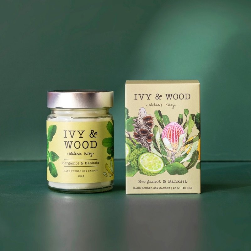 佛手柑与澳洲忍冬香氛蜡烛-【IVY&WOOD】天然手作香氛 - 蜡烛/烛台 - 其他材质 