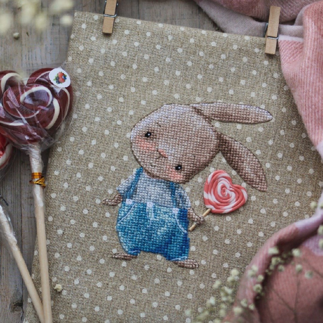 Bunny cross stitch pattern digital download baby handmade gift embroidery DIY - 编织/刺绣/羊毛毡/裁缝 - 绣线 多色