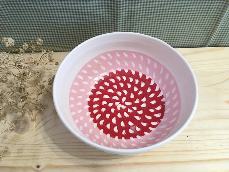 小雨点系列-陶碗 红 - 浅碟/小碟子 - 陶 红色