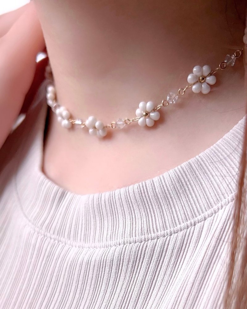 Miyuki 繁花串珠项链Choker【奥地利水晶】金款 - 项链 - 玻璃 多色