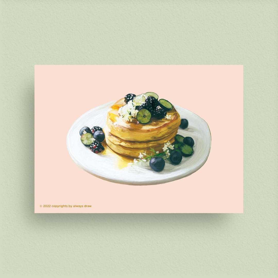 松饼明信片I - always eat 总绘吃系列 - 卡片/明信片 - 纸 粉红色