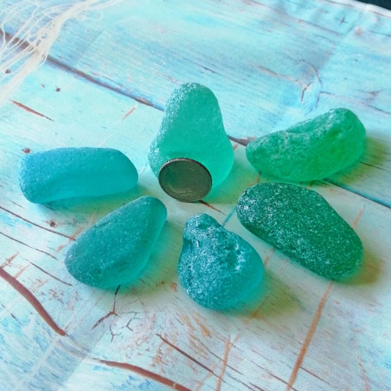 Genuine Sea glass decor Rare Chunky Sea glass centerpieces Turquoise Sea glass - 陶艺 - 玻璃 绿色