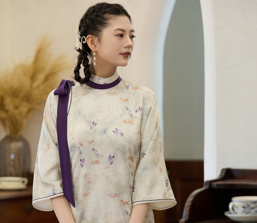 【雾境晓梦】 新中式復古/古法倒大袖/领织锦提花马甲/旗袍 - 旗袍 - 其他材质 白色