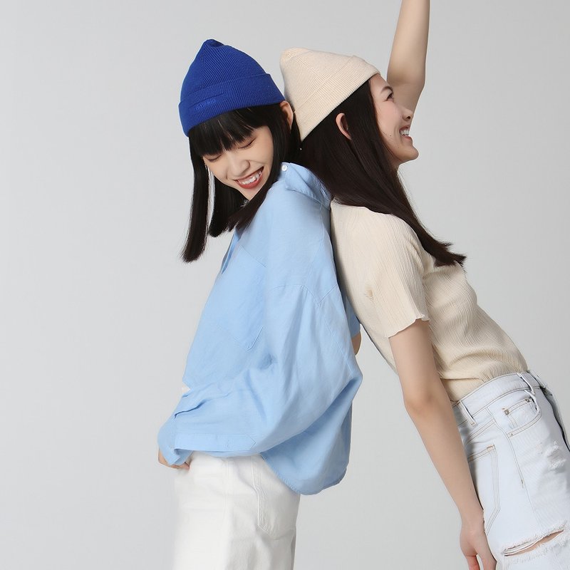 毛线帽【ISW】悉心界短版尖顶毛线帽-蓝色 (三色可选) - 帽子 - 羊毛 蓝色