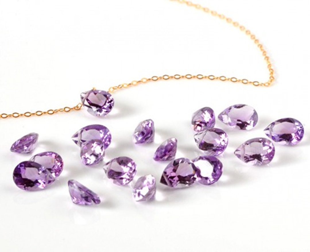 Pink Amethyst Pear Shape Faceted Necklace - 项链 - 宝石 