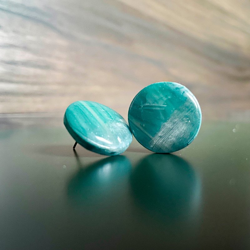 波浪形绿松石耳环 - 耳环/耳夹 - 其他材质 多色