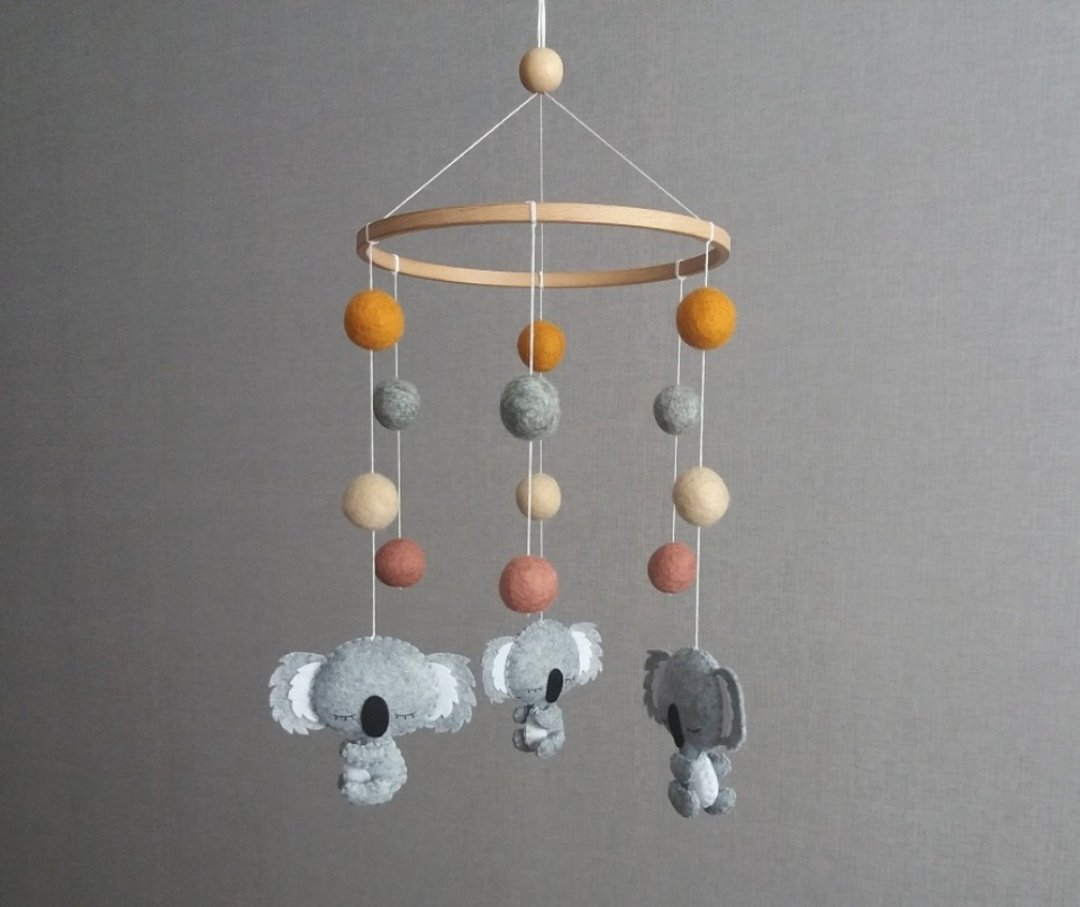 Koala baby mobile, Koala nursery decor, Koala bear mobile, Koala baby nursery - 玩具/玩偶 - 其他材质 多色