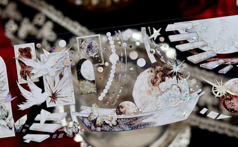 星河漫记 PET 和纸胶带 贝壳光 台灣大年 10米卷 - 纸胶带 - 其他材质 多色