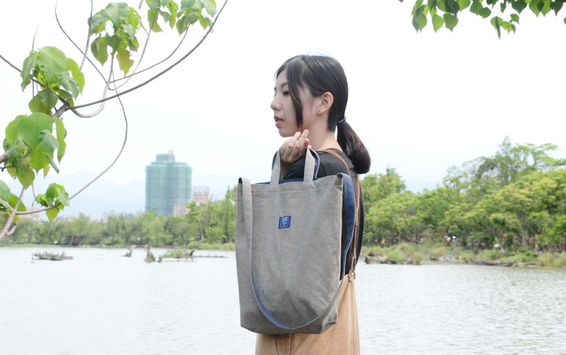 双色帆布三用袋_灰绿色+深蓝 - 侧背包/斜挎包 - 其他材质 绿色