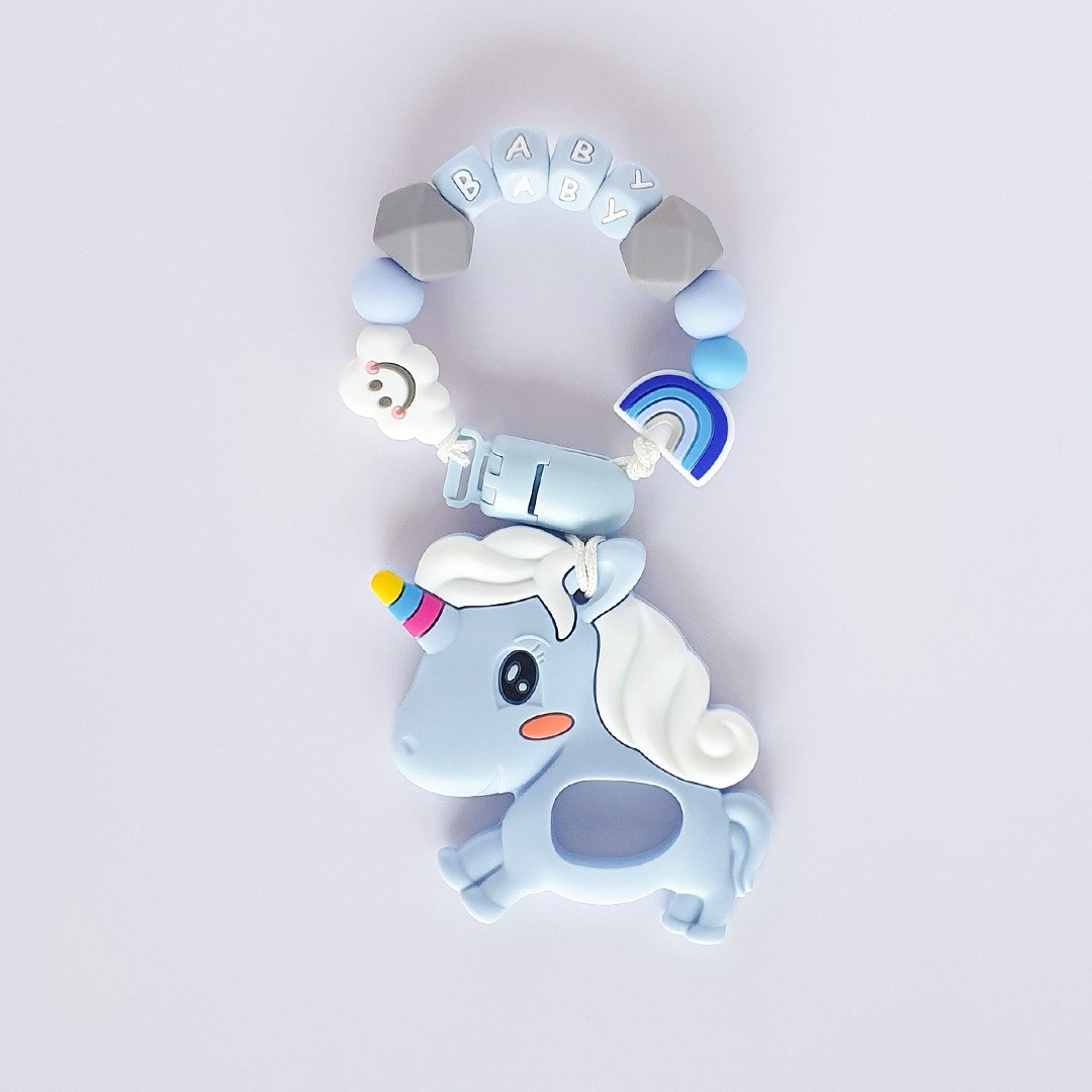 BABY 白云 彩虹 蓝色彩虹小马固齿器 / 定制化奶嘴链 - 玩具/玩偶 - 其他材质 多色
