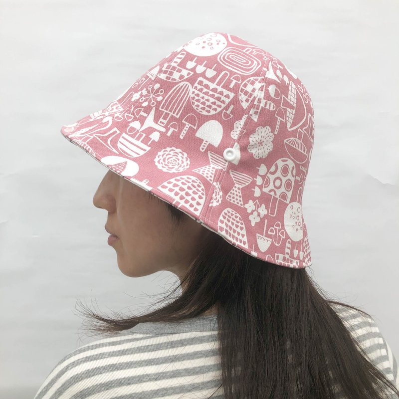 双面渔夫帽- 粉有趣 - 帽子 - 棉．麻 粉红色