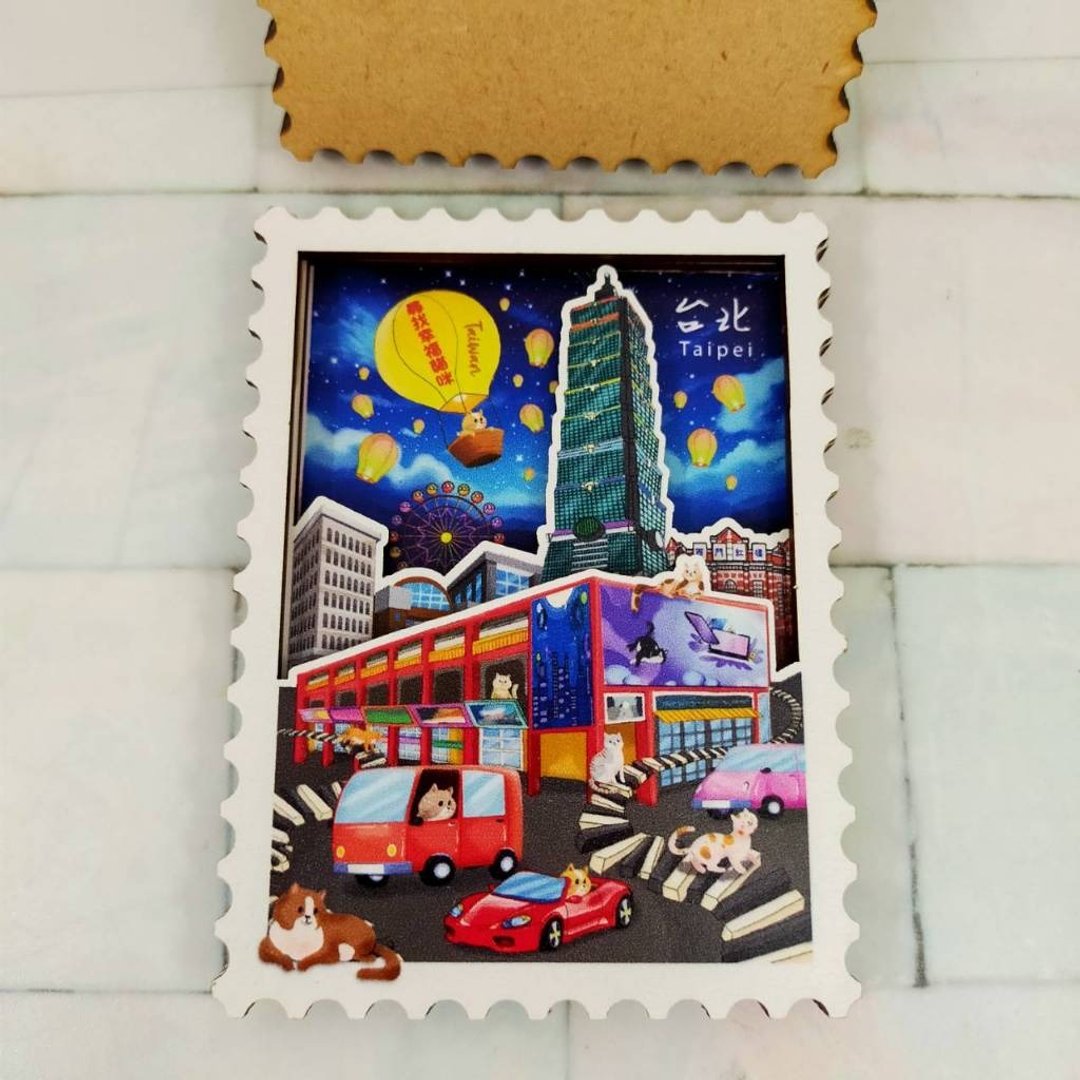 台北景点 台湾特色 101 手绘插画冰箱贴 强力磁铁 夜光冰箱贴 - 冰箱贴/磁贴 - 其他材质 多色