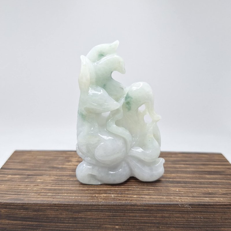 紫底飘花九尾狐摆件 挂件 | 天然缅甸玉A货翡翠 - 项链 - 玉石 