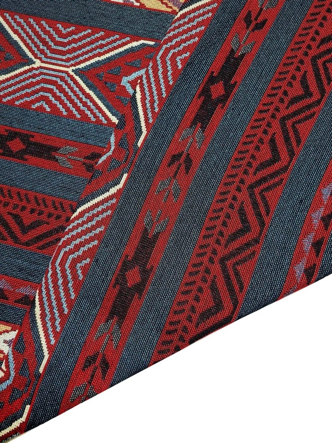Multi-color Tribal Fabric Thai Woven Fabric Craft Supplies Textile 1/2 yard - 编织/刺绣/羊毛毡/裁缝 - 其他材质 红色