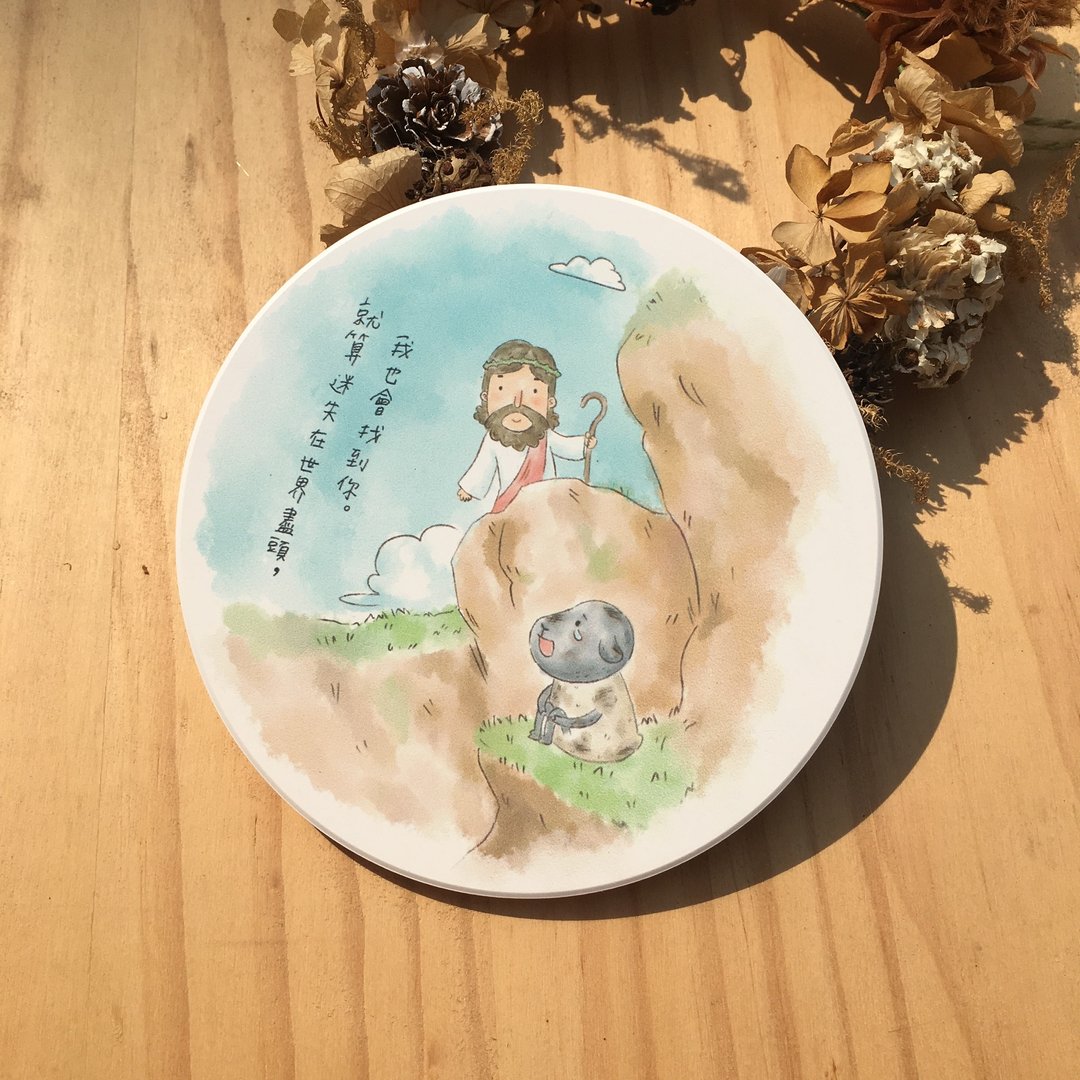 吸水杯垫-迷失的你 - 杯垫 - 陶 白色