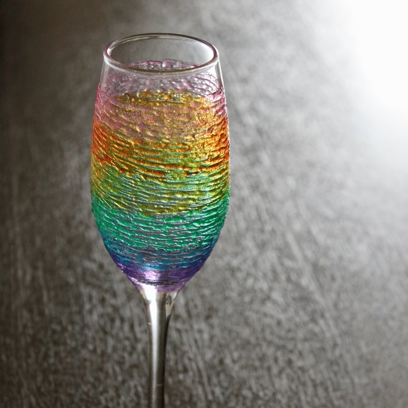 梦幻彩虹│彩绘手工水晶玻璃香槟杯 可定制化婚礼酒杯礼物 - 摆饰 - 玻璃 多色
