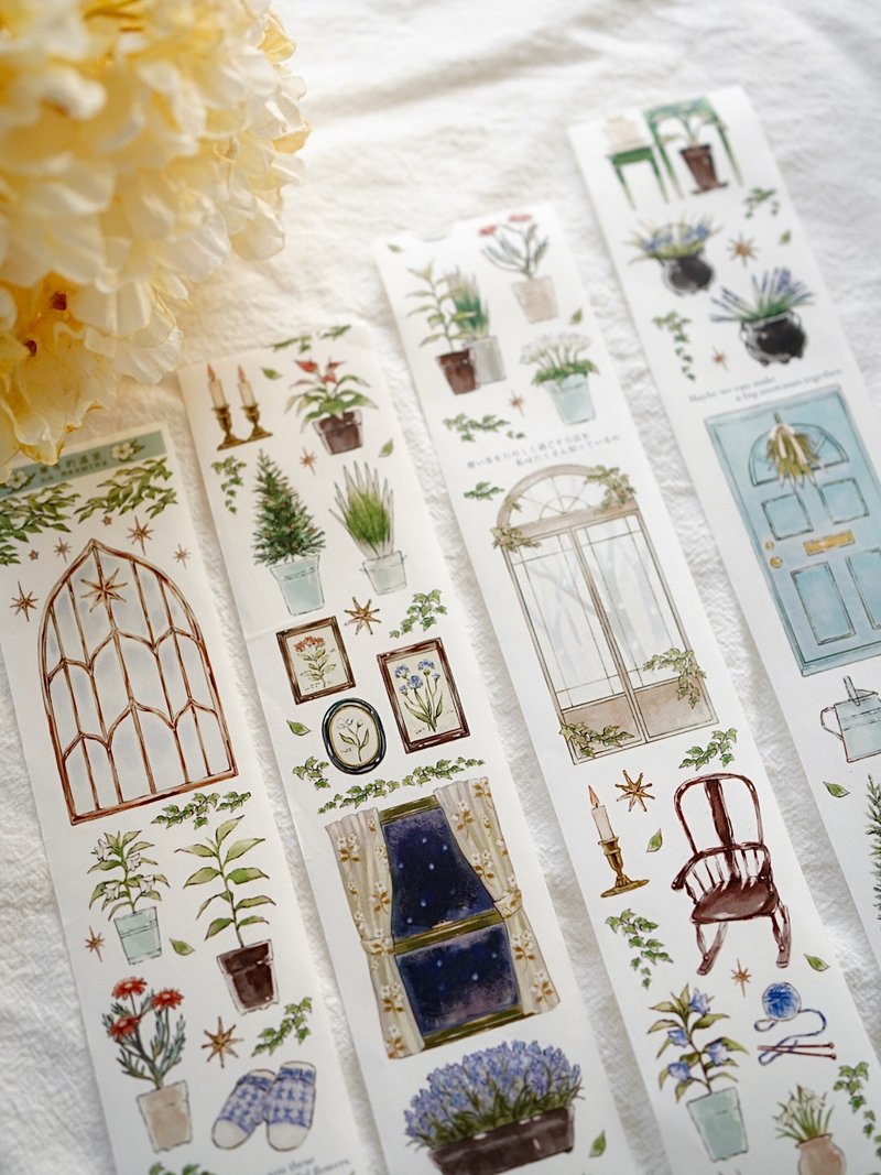 寒冬的溫室 門窗家具小物 室內溫馨花花造景 PET 紙膠帶 日本畫師 - 纸胶带 - 其他材质 多色