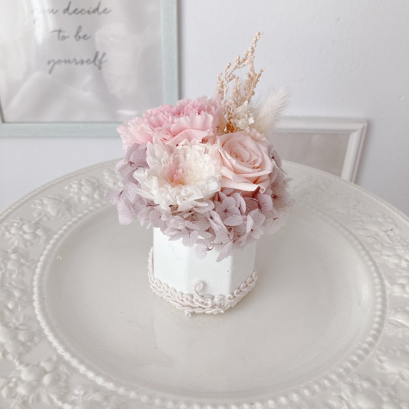 扩香石玫瑰花永生花花瓶 - 香薰/精油/线香 - 其他材质 粉红色