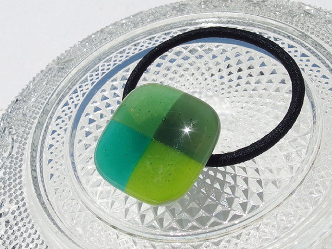 Cotton candy glass (Wataame [emerald]) Hair rubber [Can be changed to pony hook] [Made to order] - 发饰 - 玻璃 绿色