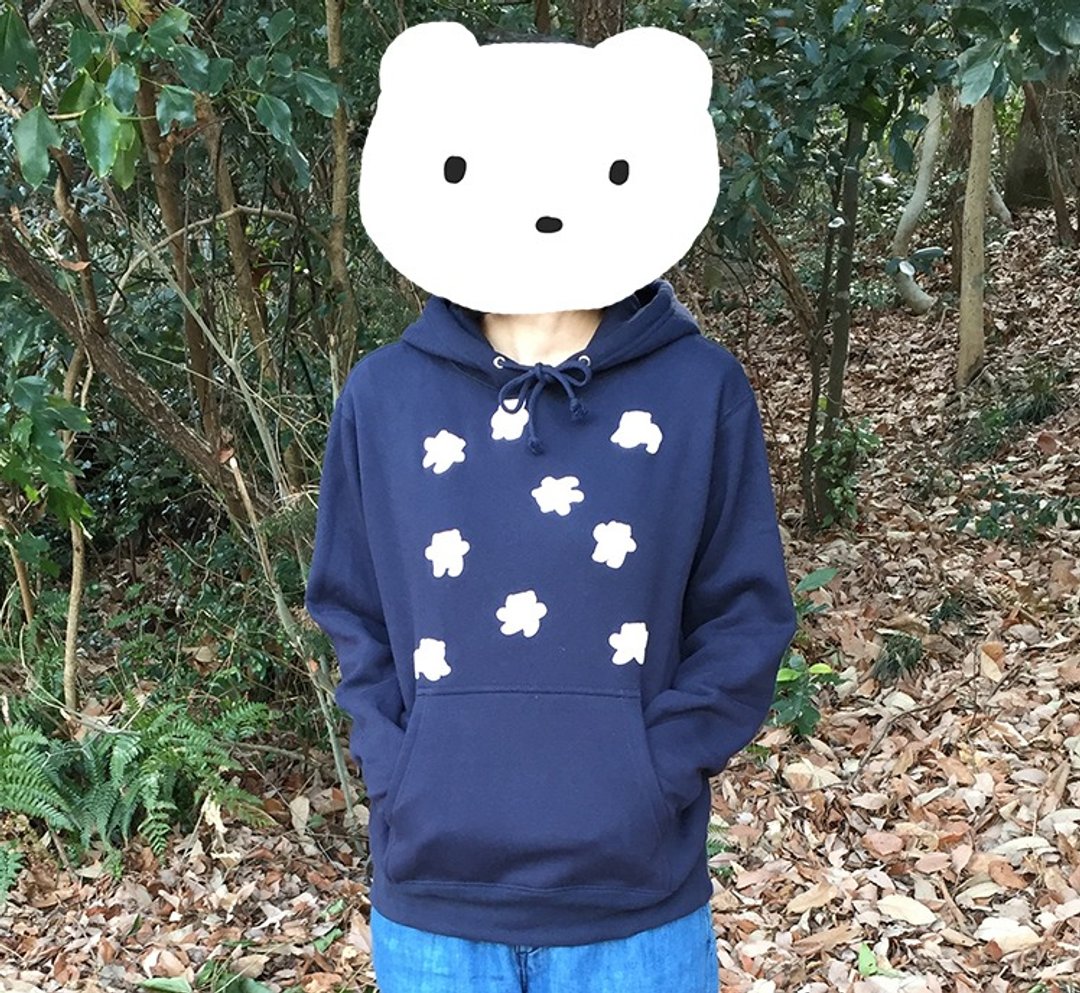 Mokomoko polar bear Parker (Navy M size) - 女装上衣 - 棉 蓝色