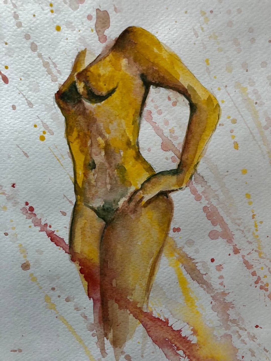 阳光海滩女人原创艺术收藏水彩小幅画壁饰 - 墙贴/壁贴 - 纸 