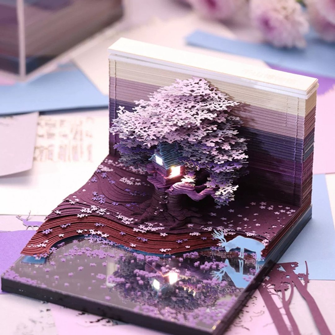 立体纸雕便签夜灯 / 紫樱之梦 - 便条纸/标签贴 - 纸 