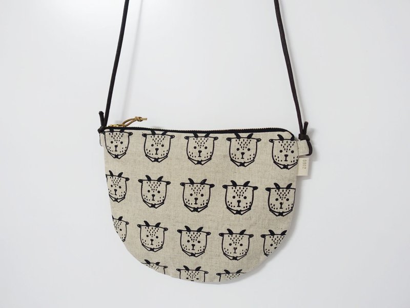 手工绢印 半圆系列 拉链包 胖羊先生 - 零钱包 - 棉．麻 黑色