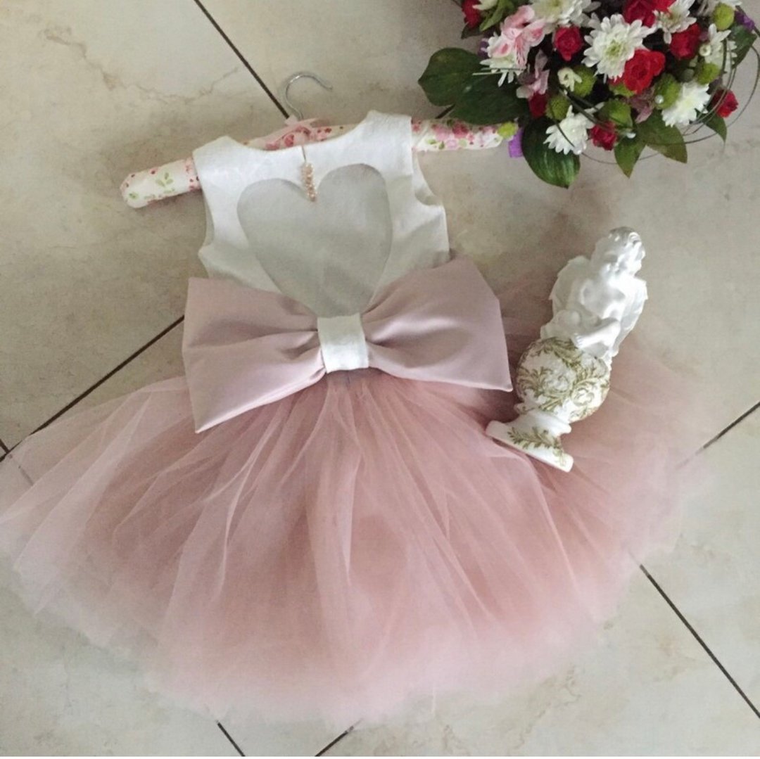 Ivory and pink dress for baby girl. First birthday dress. Dress for girl. - 童装礼服/连衣裙 - 其他材质 粉红色