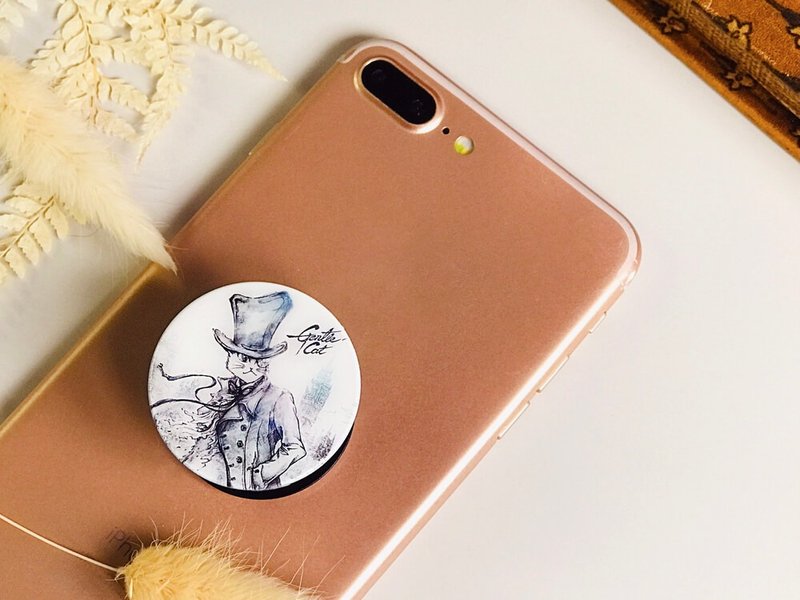 气囊支架 | 手机支架 - 迷雾伦敦 • 福尔摩斯猫 - 手机座/防尘塞 - 塑料 灰色