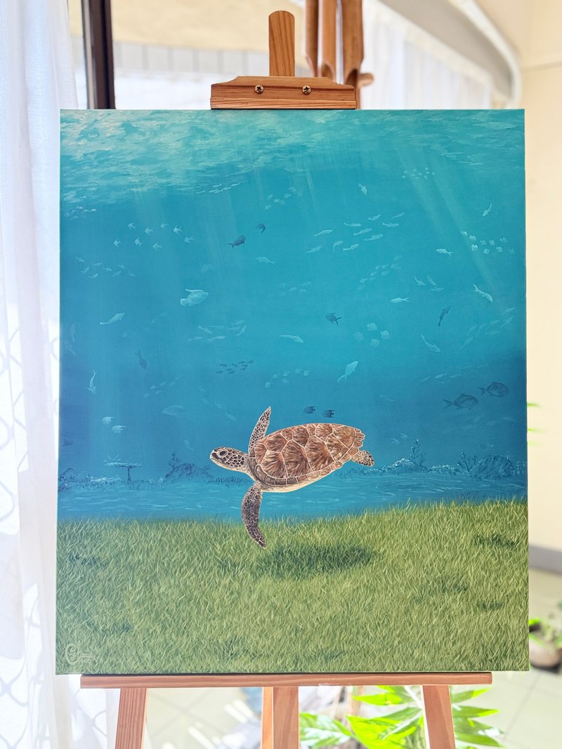 海龟绘画  海在它之内 - 订制画像 - 棉．麻 