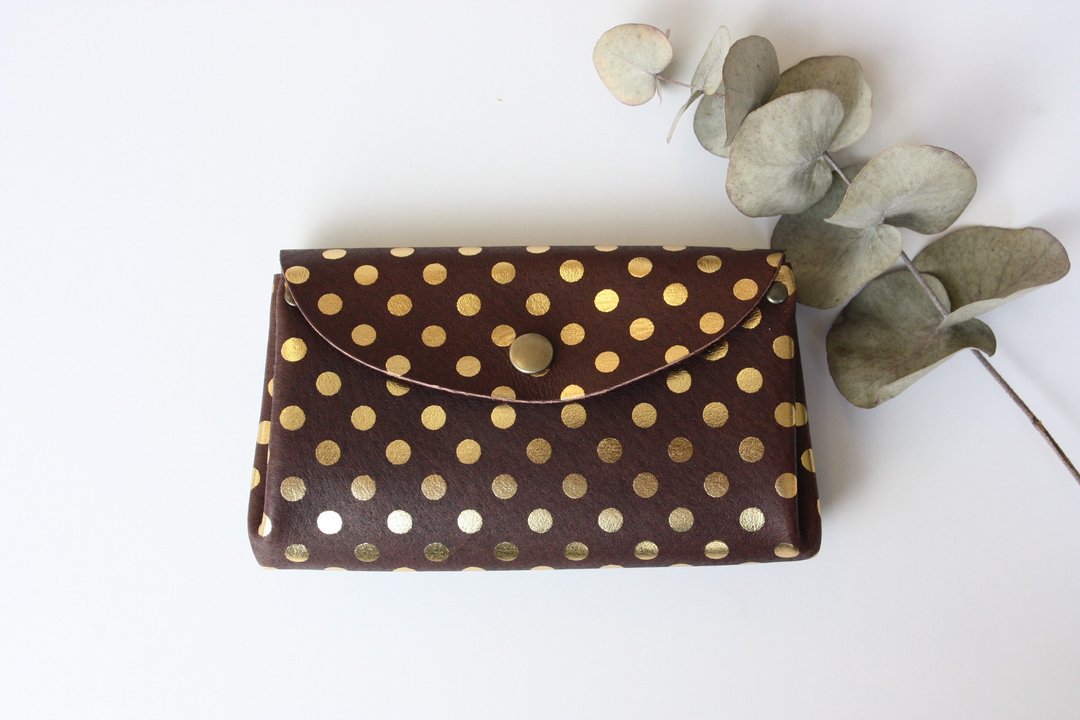 Small pigskin wallet Mizutama chocolate - 皮夹/钱包 - 真皮 咖啡色
